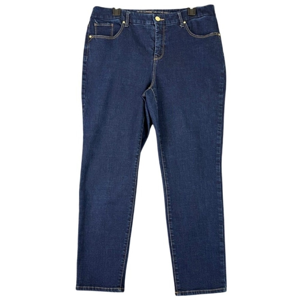 Chicos So Slimming Girlfriend Ankle Jeans Stretch Denim‎ Mid Rise 10 Womens
